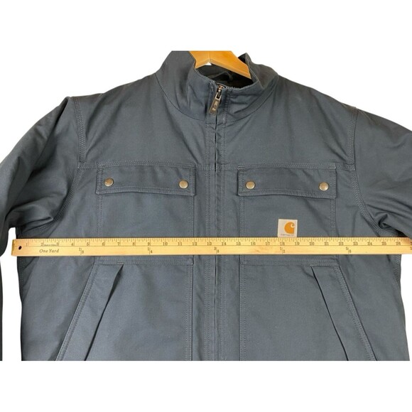Carhartt Mens Quick Duck Jefferson Traditional Jacket Coat Navy Quilt Lined Sz L - Picture 15 of 16